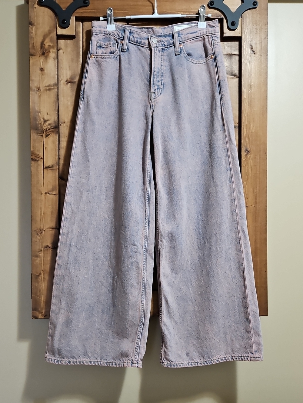 GAP Mid Rise UltraSoft Baggy Jeans 24/00 Petite In Rose Mist/Lavender Acid Wash